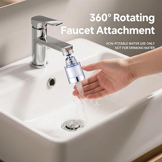 YOTAN 2 Pcs of Sink Water Filter Faucet and 5 Filter Elements Set, Sink Faucet Filter 360°Rotating, Bathroom Faucet Filter Removes Visible Sediment Hard Water, Easy Install, for Bathroom Kitchen Sink