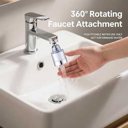 YOTAN 2 Pcs of Sink Water Filter Faucet and 5 Filter Elements Set, Sink Faucet Filter 360°Rotating, Bathroom Faucet Filter Removes Visible Sediment Hard Water, Easy Install, for Bathroom Kitchen Sink