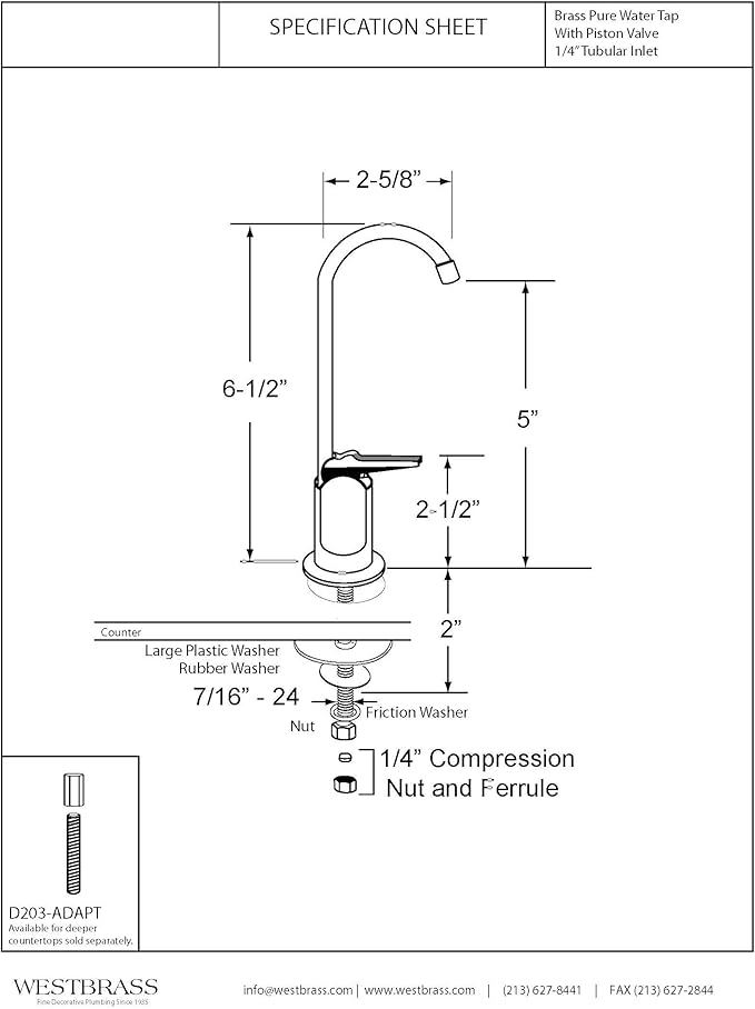 Westbrass D203-NL-12-07 6" Touch-Flo Style Pure Cold Water Dispenser Faucet, 12-Pack, Satin Nickel
