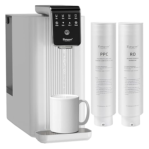 Reverse Osmosis Water Filter Countertop : 6-Stage Reverse Osmosis System with UV TDS Monitor 3:1 Pure to Drain Darlingcare Water Purifier for Kitchen Office Home (Ivory White)
