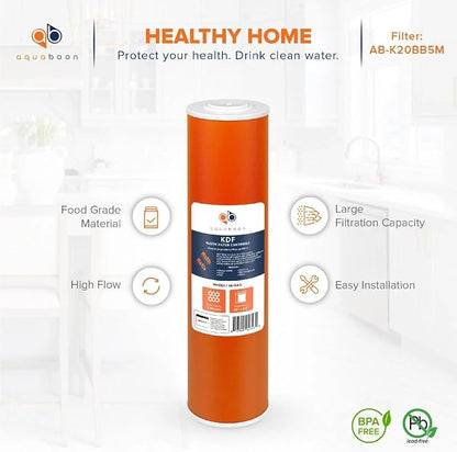 Aquaboon 5 Micron 20 x 4.5 Whole House Water Filter Replacement Cartridge KDF for 1-Stage Water Filtration System 1 Pack