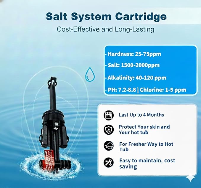 Salt System Cartridge Compatible with Hot Spring Highlife & Limelight, Caldera Utopia & Paradise Spas - Replacement Salt Water Sanitizer Cartridge for Spa & Hot Tub, Each Lasts Up to 4 Months (3 Pack)