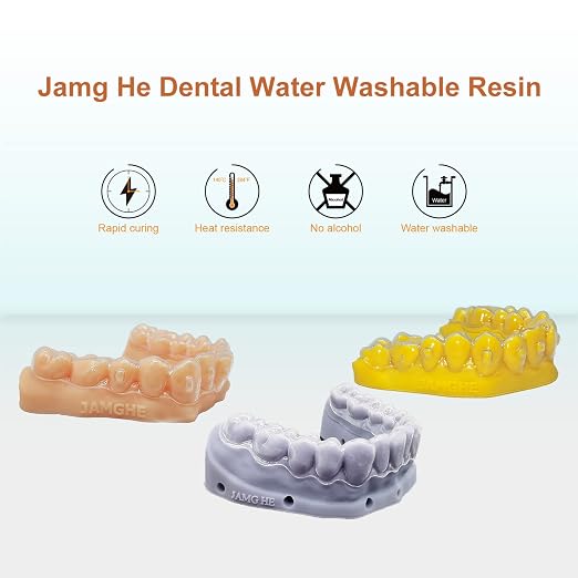 JAMG HE Rapid UV-Curing Resin 405nm, Dental Model Resin for Orthodontic Brace Water Washable with Lower Shrinkage & High Presicion Grey 500g