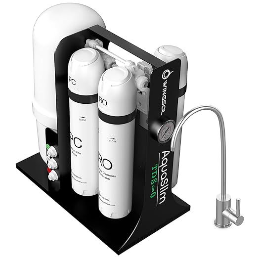 WINGSOL Integrated Reverse Osmosis Water Filter, NSF/ANSI 42&53&58, 8-Stage Under Sink RO Filtration System for 0 TDS Pure Water, Easy Installation Compact Size, No Electricity Needed