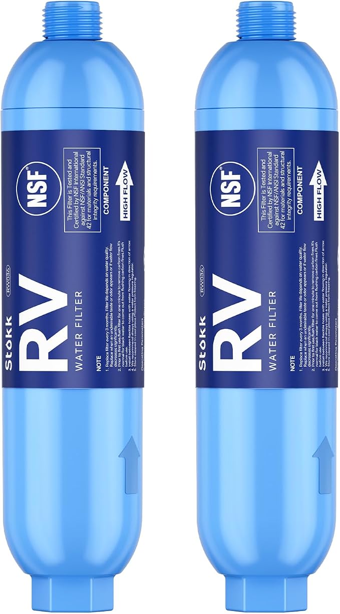 Stokk RV Water Filter, NSF Certified, RV Inline Camper Water Filter for Pool, Garden Hose Filter, Greatly Reduces Bad Taste, Chlorine, Odor, Rust and Sediment, 2 Pack