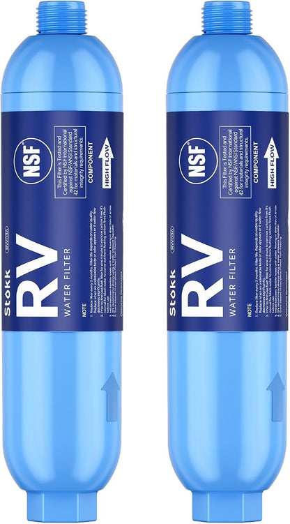 Stokk RV Water Filter, NSF Certified, RV Inline Camper Water Filter for Pool, Garden Hose Filter, Greatly Reduces Bad Taste, Chlorine, Odor, Rust and Sediment, 2 Pack
