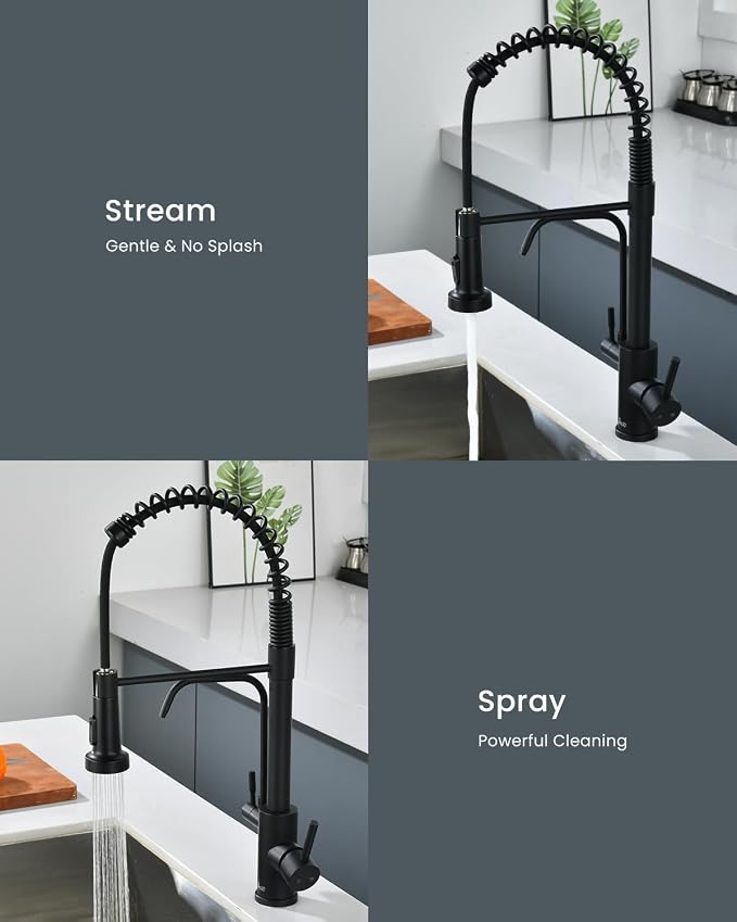 APPASO 3 Way Black Kitchen Faucet with Water Filler | NSF/ANSI/CAN 372 & Lead-free Faucet with Water Filter, 3 in 1 Drinking Sink Faucets Matte Black (Without Filtration Device)