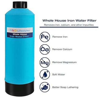 H&G Lifestyles Whole House Water Filter System, Iron and Manganese Water Filter for Well Water & City Water,Reduce Iron Heavy Metal, Silver-Enhanced, Soften Water, 700,000 Gallons