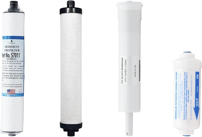 Genuine Microline TFC-400 Reverse Osmosis Replacement Filter Kit – 4-Stage RO System Maintenance Set with Sediment, Carbon, RO Membrane & Post Filters – Includes S7011, S7028, S1229RS, S7206W-JG