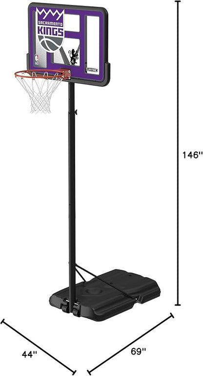 Lifetime NBA Sacramento Kings Portable Basketball Hoop, Adjustable Height 7.5-10 Ft, 44 Inch Shatterproof Fusion Backboard, Base with Wheels