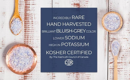 EUPHERBIA Blue Salt, Coarse, Rare Mineral Salt, High Potassium, Lower Sodium, Natural, Unprocessed, Hand Harvested, Kosher Certified (227g Coarse Refill)