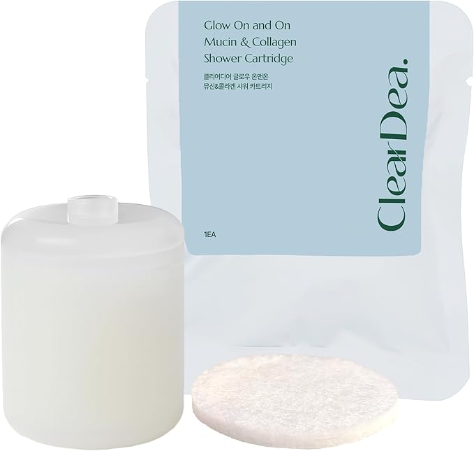 Glow On and On Mucin & Collagen Shower Cartridge – Vitamin C Filter Refill for Smooth, Hydrated Skin – Fragrance-Free, Easy to Replace, Stocking Stuffer Skincare Gift
