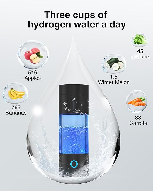 Tritan Hydrogen Water Bottle Generator - 5Min Quick Electrolysis Hydrogen Water Machine, madeking Portable Rechargeable Hydrogen Rich Water Cup Maker, Good for Travel, Sports, Gift, Type C (Black)