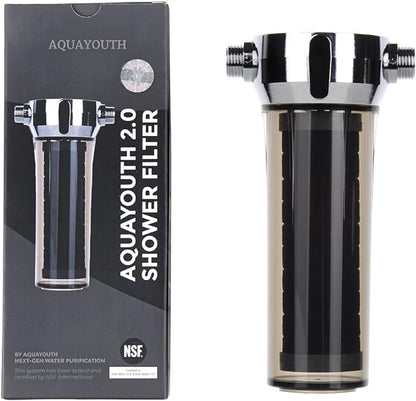 AQUAYOUTH 2.0 Carbon Shower Head Filter System | Removes Chlorine, Heavy Metals, And More | Great For Dry Skin/ Hair, And More | NSF Certified