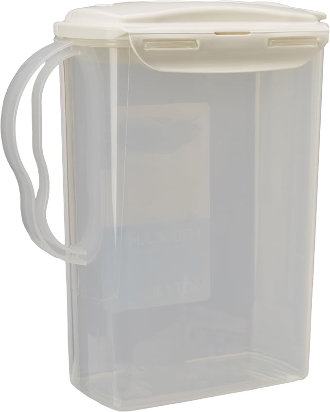 LocknLock Aqua Fridge Door Water Jug | Clear Pitcher | BPA Free Plastic Pitcher with Lid | 3 Quart Pitcher with Lid for Water, Juice, Tea & More Beverages, Ivory
