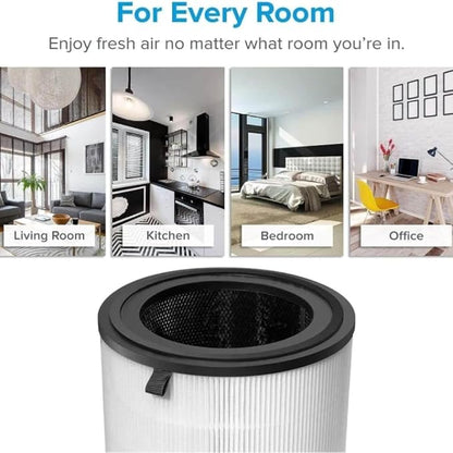 Levoit LV-H133 Air Purifier Genuine Replacement Filter, 1 Pack | High-Efficiency Activated Carbon for Removal of Smoke, Odor, Allergens, Pollen, LV-H133-RF, White