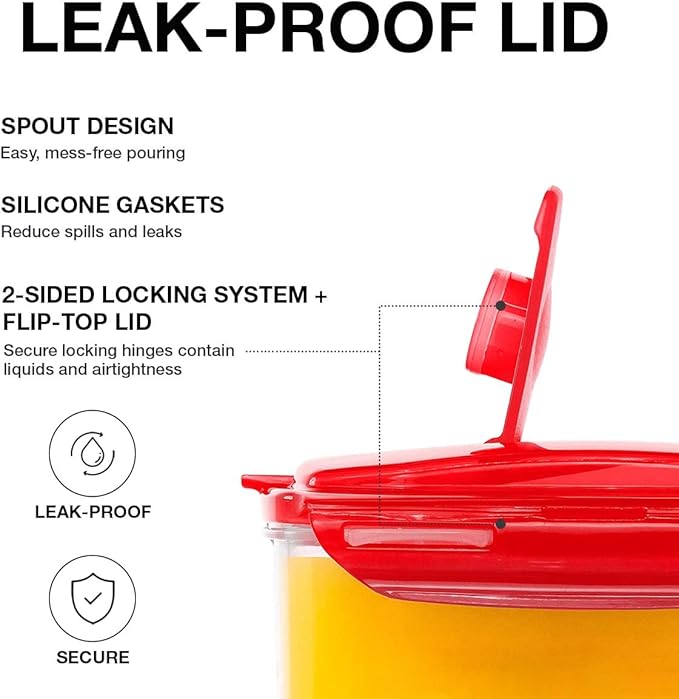 LocknLock Aqua Fridge Door Water Jug | Clear Pitcher | BPA Free Plastic Pitcher with Lid | 2 Quart Pitcher with Lid for Water, Juice, Tea & More Beverages, Red