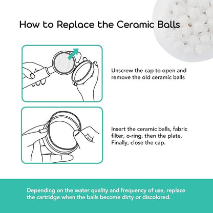 Fabric & Ceramic Ball Filters Set for Barumi Livo Kids Handheld Showerhead | Dual Filtration Removes Rust and Fine Particles from Tap Water, Easy Installation