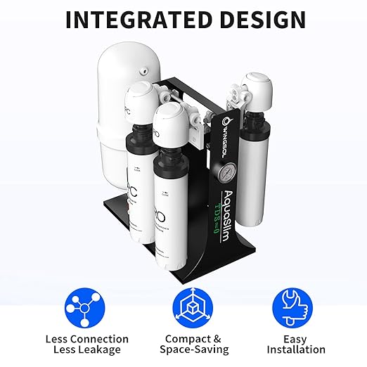 WINGSOL Integrated Reverse Osmosis Water Filter, NSF/ANSI 42&53&58, 8-Stage Under Sink RO Filtration System for 0 TDS Pure Water, Easy Installation Compact Size, No Electricity Needed