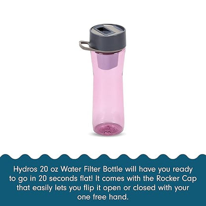 Hydros Water Filter Bottle, 20 Oz, Patented Fast Flo Tech, Dishwasher Safe, 20 Second Quick Fill, Leak Proof, BPA Free, Violet