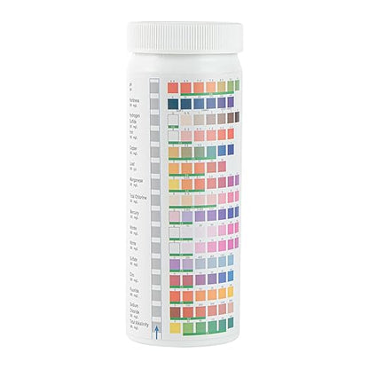 Restaurantware Instant Multiple-Use Water Test Kit 100 Count 17-in-1 Water Test Kit, 2 Bacteria Tests, For Tap & Well Water, Chlorine Testing Strips, Tests For Lead, Bacteria, Hardness, Fluoride