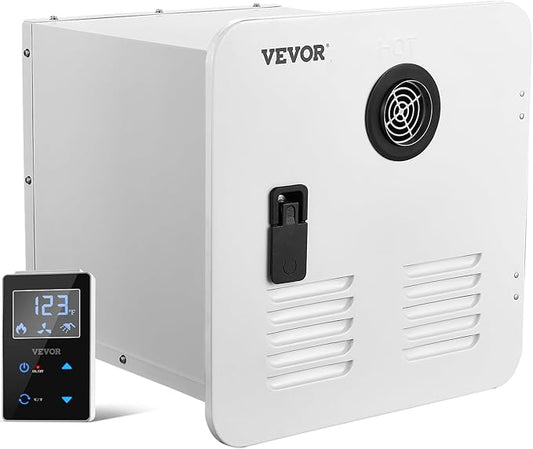 VEVOR RV Tankless Water Heater, 65000 BTU, Instant Shower with 15 x 15 in White Door and Remote Controller, Ideal for RVers' Family Everyday Use