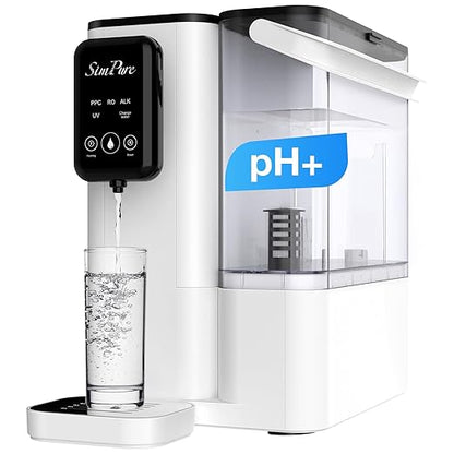 SimPure Y9A UV Countertop Reverse Osmosis Water Filter, Alkaline Remineralization 300 GPD 6 Stage Purification, RO Water Filtration System, Super Fast Filtering Portable Water Purifier