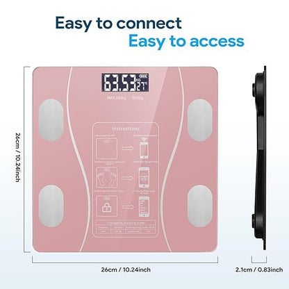 Intelligent Body Fat Scale, a Simple and Practical Digital Scale That can be Connected to a Mobile Digital Bathroom Scale to Display BMI, Body Fat, Muscle Mass, and Durable Weight Scale (Pink)