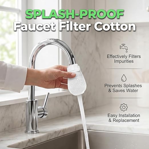 Faucet Filter Cotton Bags (100pcs) | Universal Tap Compatible Filter Bags, Splash-Proof Water Filtration Design, Tool-Free One-Step Installation