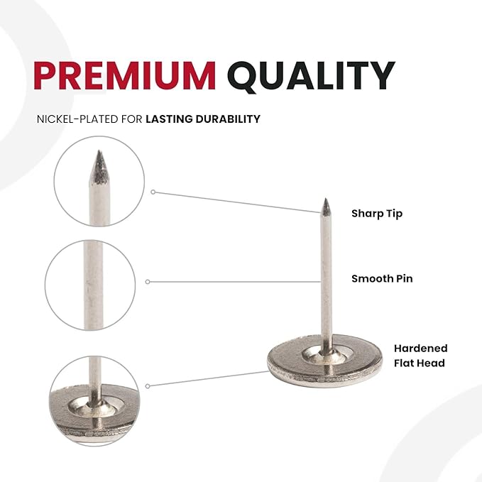16MM Smooth Flathead Pins for Retail Security Tags EAS Loss Prevention – 1000 Count – Checkpoint Security Compatible for Theft Prevention – for Apparel, Accessories, Others by BullsEye Protection