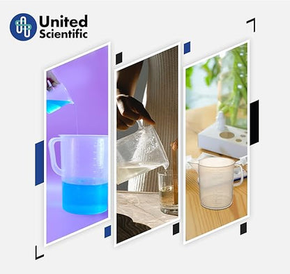 United Scientific™ Polypropylene Pitchers 81124 | Polypropylene Short Form Pitchers | 3000ml Capacity | 100ml Graduations| Beakers with handle spout | 3000ML (Pack of 6)