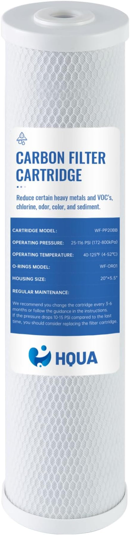 HQUA Whole House Carbon Block Replacement Filter Cartridge, WF-CB20BB, Fit for WF3 Series, NSF certified Carbon Block