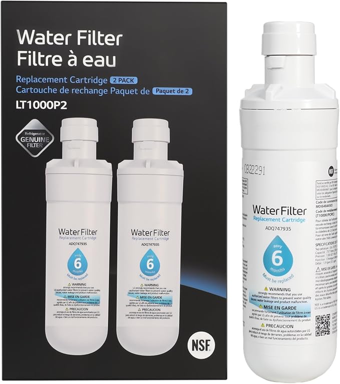 2PCS Water Filter Compatible with LG Water Filter LT1000P, ADQ747935, ADQ74793501, ADQ74793504, ADQ74793502, MDJ64844601, LMXS28626S, LFXS26973S, LFXS28596S