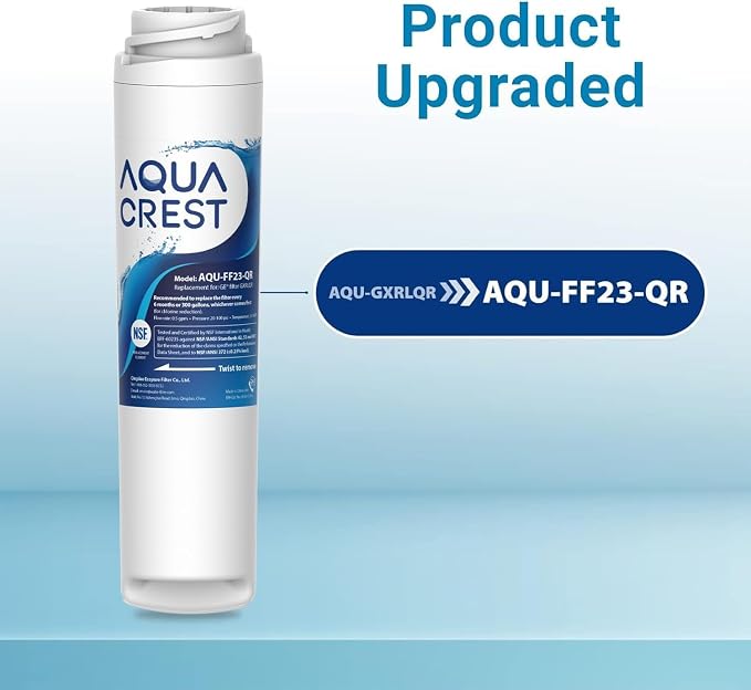 AQUA CREST GXRLQR Filter Replacement for GE GXRLQR, NSF/ANSI 401 | Compatible with GE SmartWater Twist and Lock In-Line GXRLQR Water Filter, Reduces PFAS, PFOA/PFOS