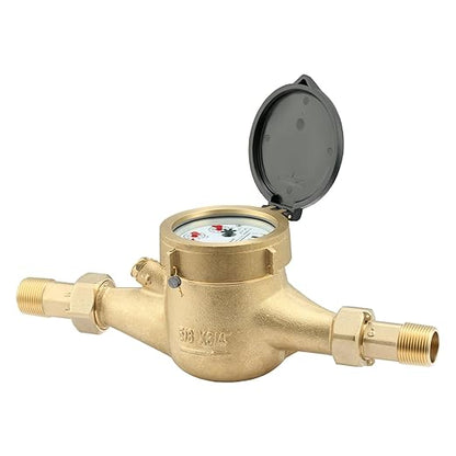 Watflow DN20 Water Meter 3/4" NPT, AWWA 708 Certification Gallon Water Flow Meter, Cold Water Meter for Garden/Home/Apartment, Horizontal Install.