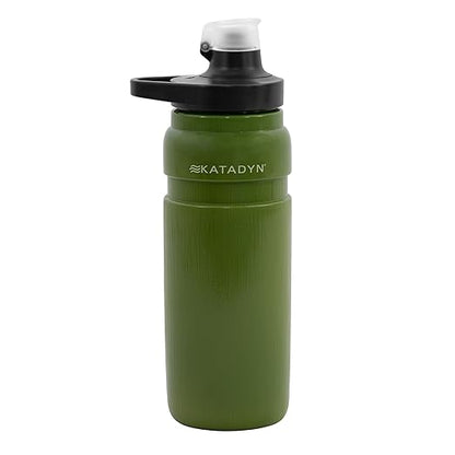 Katadyn BeFree AC Bottle 0.7L Water Filter Bottle for Travel & Daily Use | 2-Stage Filter Removes Bacteria & Microplastics, Improves Taste, BPA-Free, Fits Cup Holders - Moss Green