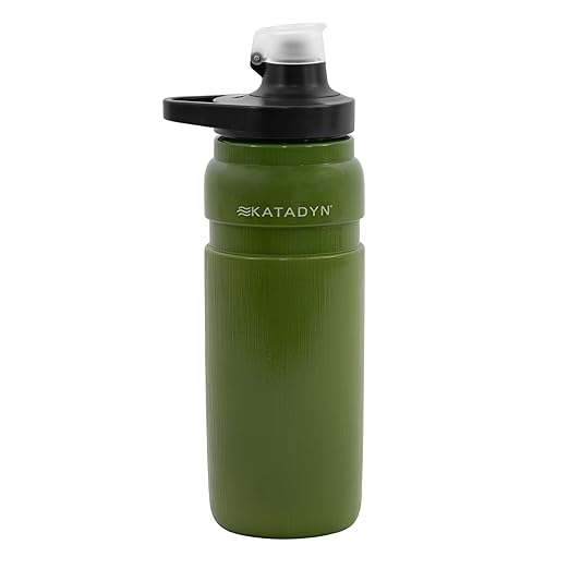 Katadyn BeFree AC Bottle 0.7L Water Filter Bottle for Travel & Daily Use | 2-Stage Filter Removes Bacteria & Microplastics, Improves Taste, BPA-Free, Fits Cup Holders - Moss Green