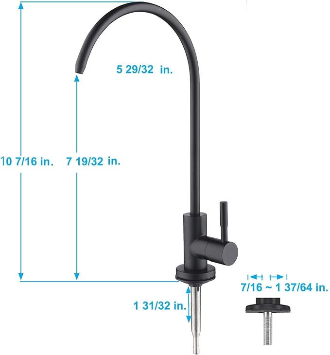Apaix Drinking Water Faucet Matte Black, Kitchen Water Purifier Faucet for Non-Air Gap Reverse Osmosis Water Filtration System