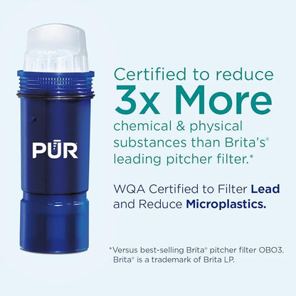 PUR PLUS 7-Cup Water Filter Pitcher with 1 Lead-Reducing PUR Plus Filter, Dishwasher Safe, Powerful Filtration, Filter Change Indicator Light, Smoke, PPT711B