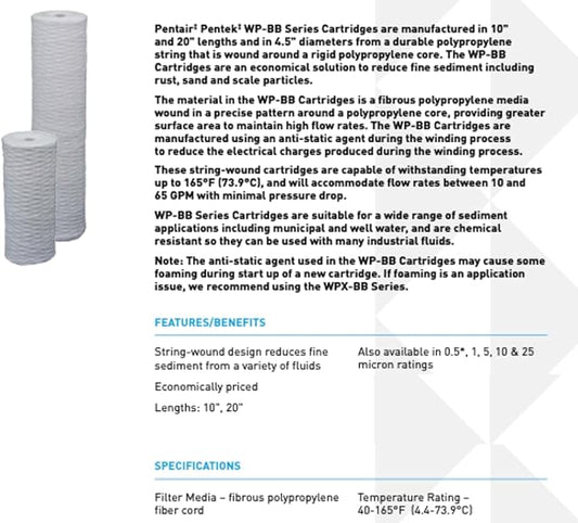 Pentek - 355214-43 WP5BB97P 10" Polypropylene Wound Filter Cartridge (Pack of 8)