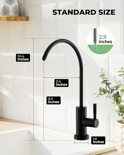Drinking Water Faucets for Kitchen Sink, Matte Black Water Filter Faucet for Reverse Osmosis or Water Filtration System, RO Bar Sink Faucet, Stainless Steel
