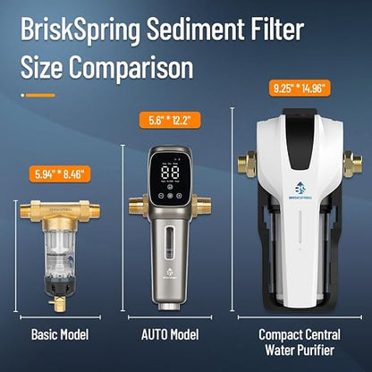 Whole House Water Filter System, MEGA Spin Down Sediment Filter, 1-10mircon PP Filter+Carbon Block Reduces Chlorine, Sediment&Odor, No-Shutoff Maintenance, 1" MNPT + 3/4" FNPT, White