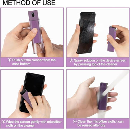 Screen Cleaner Touchscreen Mist Spray, walrfid Cleaning Kit for Electronic Smart Phone TV, Laptop, Computer LCD Flat Screens, Eyeglasses, Compatible with iPhone iPad MacBook Pro - Lightpurple