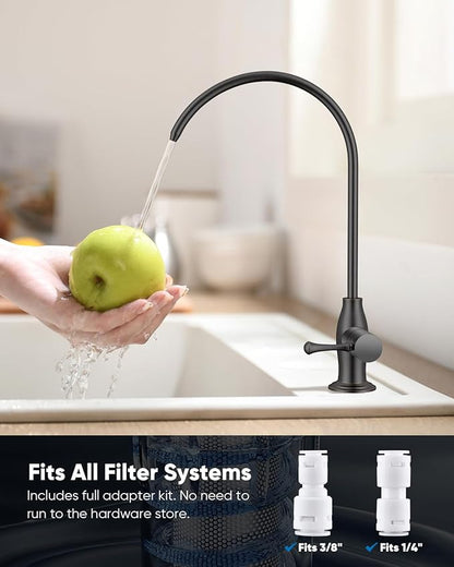 WEWE Vintage Drinking Water Faucet, Lead-Free Stainless Steel Kitchen Water Filter Faucet for Reverse Osmosis System, Non-Air Gap RO Beverage Faucet, Oil Rubbed Bronze