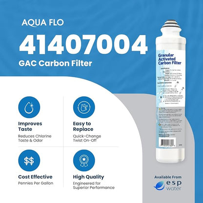 Aqua Flo 41407004 QCRO GAC Carbon Filter Replacement – Quick Change Cartridge for Aqua Flo QCUF 4-Stage Reverse Osmosis Systems, Improves Taste and Odor, 2000 Gallons Filter Capacity, Easy Install