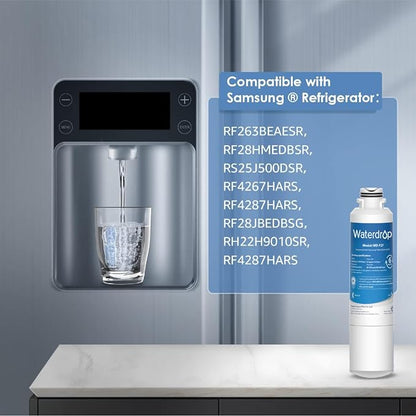 Waterdrop WD-F27 Replacement for Samsung® HAF-CIN/EXP Water Filter | Compatible with DA29-00020B, HAF-CIN, RF28HMEDBSR, RF263BEAESR, RS25J500DSR, HDX FMS-2, DA97-08006A-1, Refrigerator Filter