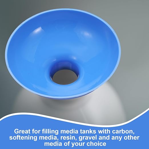 Vesici Extra Large Wide Mouth Funnel 2.5" x 10" Multi Purpose Filling Funnel Plastic Reusable for Water Softener Resin Tanks Carbon Media Jar Filling Use(Blue,3 Pack)