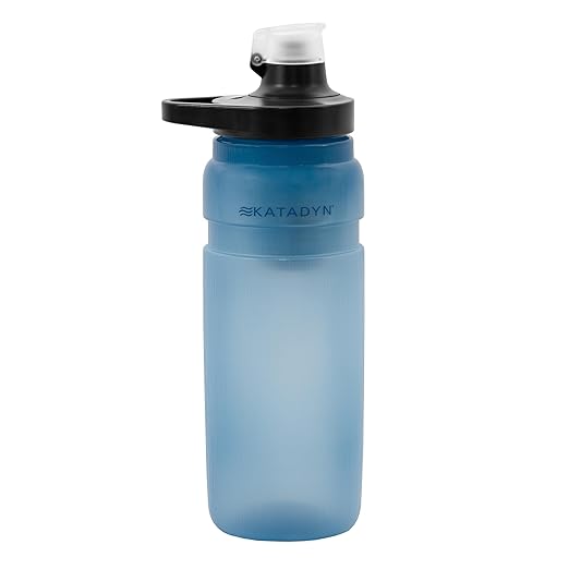 Katadyn BeFree AC Bottle 0.7L Water Filter Bottle for Travel & Daily Use | 2-Stage Filter Removes Bacteria & Microplastics, Improves Taste, BPA-Free, Fits Cup Holders - Slate Blue