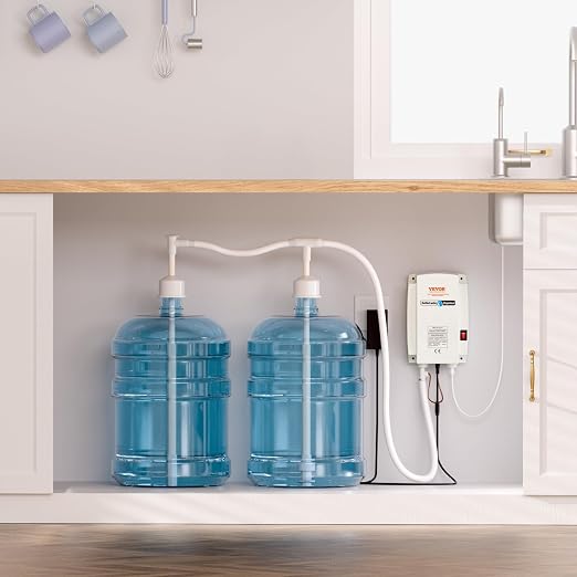 VEVOR Bottled Water Dispenser Pump System, 2x5 Gallon Dispensing System, Automatic Electric Water Dispenser, Double-Pipe Water Jug Pump, Compatible Use with Coffee/Tea Machine, Refrigerator, Ice Maker