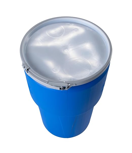 Eagle Plastic Drum, 14 Gallon Drum, DOT Compliant, Made in USA, Blue | High-Density-Polyethylene Construction, Open Head Lab Pack Drum, Metal Lever-Lock Lid, Hazardous Material Storage, Transport